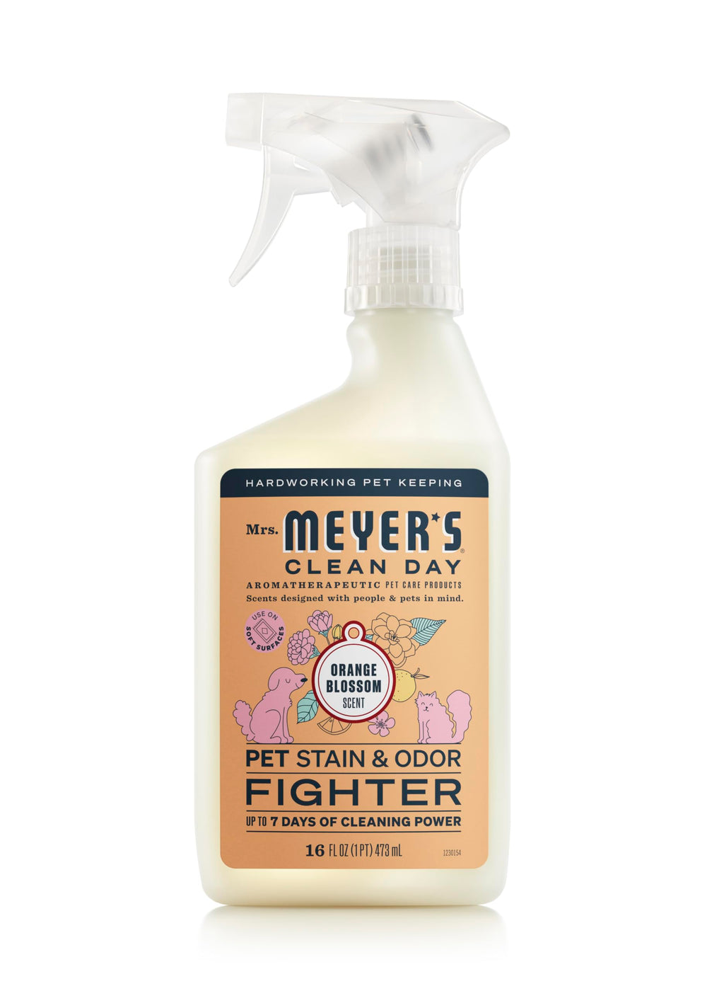 Mrs. MEYER'S flacon face Fleur d'Oranger montrant design et usage pratique