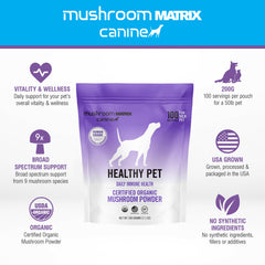 Mushroom Matrix poudre versée sur croquettes, facilite l'administration quotidienne à l'animal