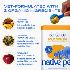 Native Pet cuillère dosage posée sur croquettes montrant le mélange simple et rapide
