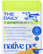 Native Pet pot avant montrant l'étiquette et bénéfice simplicité