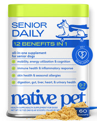 Native Pet pot face avant montrant l'étiquette et l'usage quotidien bénéfique