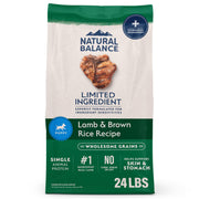 Natural Balance paquet avant montrant la recette agneau et riz brun pour confiance