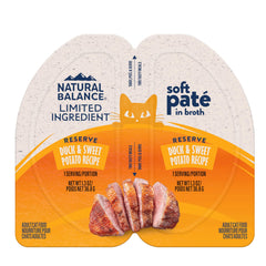 Natural Balance face de la boîte montrant formule canard et patate douce bénéfice simplicité