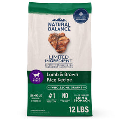 Natural Balance emballage 12 lb montrant protection et choix fiable