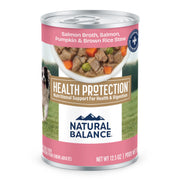 Natural Balance emballage avant montrant le ragoût de saumon bénéfice appétence