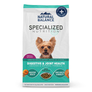 Natural Balance emballage avant montrant la formule poulet et avoine et bénéfice digestif