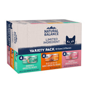 Natural Balance face avant de la boîte montrant la variété et bénéfice nutritionnel
