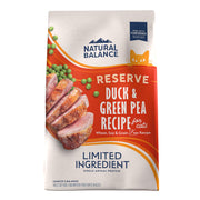 Natural Balance sac face illustrant canard et pois verts pour nutrition simple