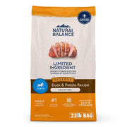 Natural Balance sac avant plan montrant l'étiquette et bénéfice nutritionnel