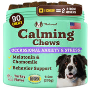 Natural Dog Company emballage de 90 pastilles calmantes, pratique pour voyages