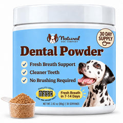 Natural Dog Company emballage avant montrant le pot et l'étiquette pour identification rapide