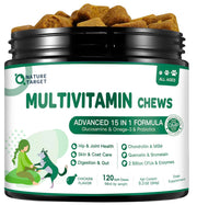 NATURE TARGET pot de 120 chewables goût poulet montrant la face avant et le format pratique