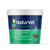 NaturVet emballage avant montrant les bouchées molles et bénéfice prévention des boules de poils