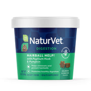 NaturVet emballage avant montrant les bouchées molles et bénéfice prévention des boules de poils