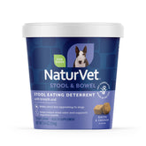 NaturVet emballage avant montrant 70 friandises et bénéfice dissuasion coprophagie