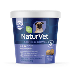 NaturVet emballage avant montrant pot de 60 soft chews pour administration facile