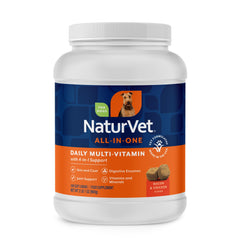 NaturVet pot avant 240 soft chews montrant le conditionnement pratique