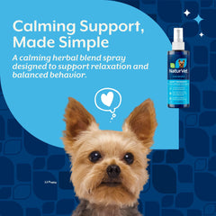 Spray NaturVet utilisé dans une voiture pour réduire le stress du chien en trajet