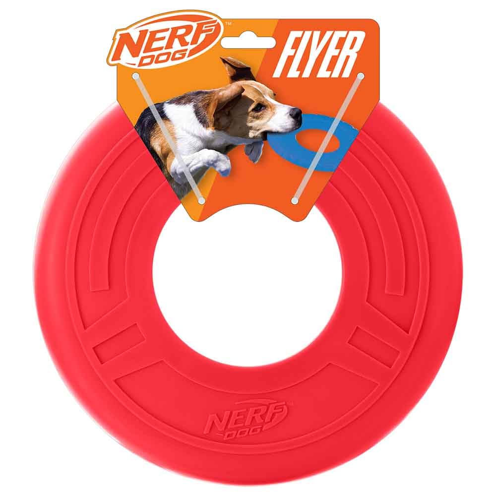 Nerf Dog face avant du disque rouge montrant l’emballage et la visibilité