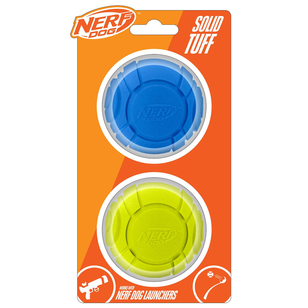Nerf Dog balle devant l'emballage montrant couleur et design visible pour repérage facile