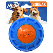 Nerf Dog balle vue avant montrant couleur bleu-orange et haute visibilité