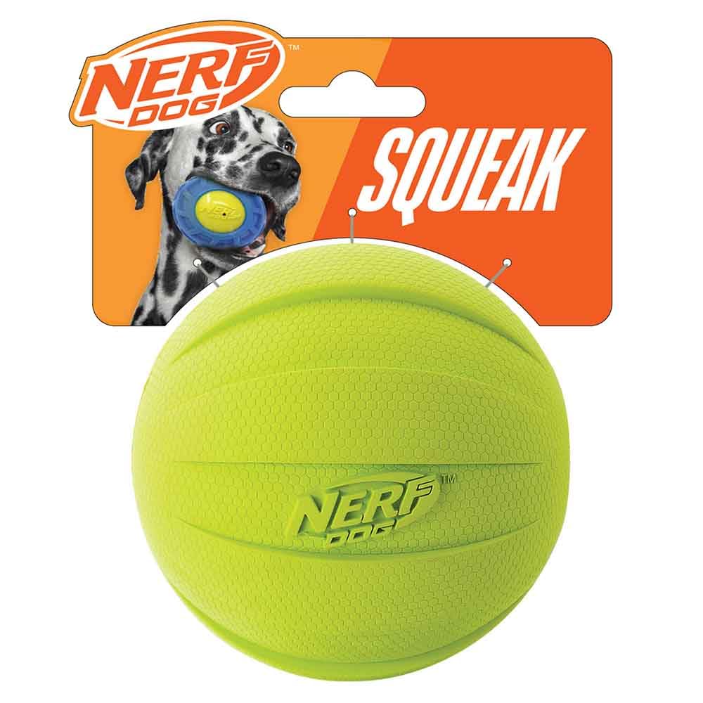 Nerf Dog vue face de la balle montrant couleur verte et forme robuste pour lancer