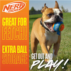 Nerf Dog canon posé sur la balle pour ramassage mains libres hygiénique