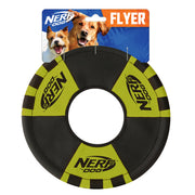 Nerf Dog anneau en packaging vert noir montrant taille et famille utilisatrice