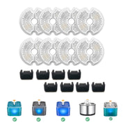NeucomBBT vue avant du pack montrant 8 filtres et éponges, gain de praticité