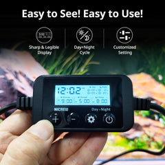 NICREW lampe positionnée au-dessus d’un aquarium 5 gallons pour éclairage uniforme