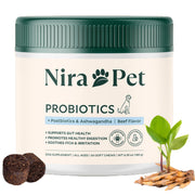Nira Pet emballage avant montrant 60 chews bœuf pour administration facile