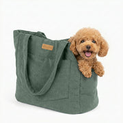 NoblePup sac-tote vert vu de face montrant l'ouverture et le textile confortable