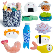 Nocciola coffret face avant montrant 10 jouets sushi pour amusement