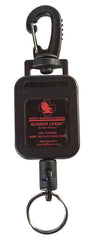 North American Rescue vue avant du scissor leash noir montrant clip robuste et corps compact