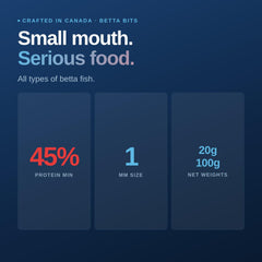 Northfin Betta Bits granulés coulants dans l'eau favorisant consommation