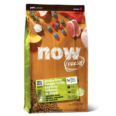 Now Fresh paquet avant montrant la recette pour chiots, confiance et qualité