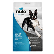 Nulo emballage avant Saumon & Pois montrant la marque et la recette premium