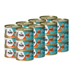 Nulo boîte avant montrant recette Saumon & Dinde bénéfice appétence