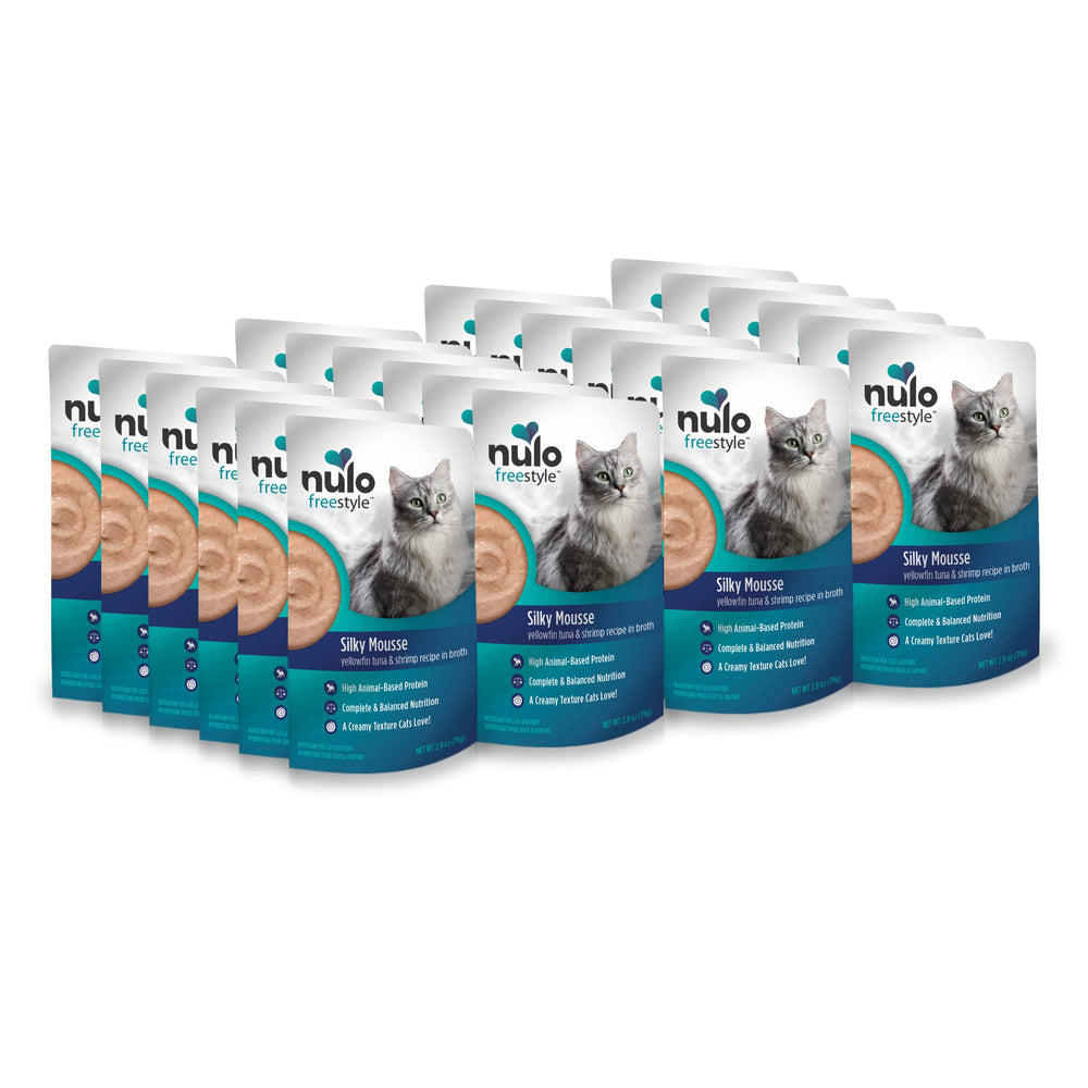 Nulo emballage avant montrant la mousse thon et crevette pour confiance instantanée