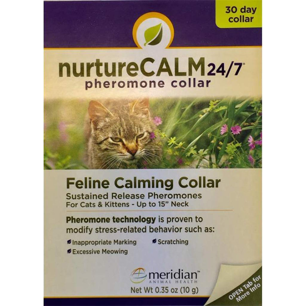 NurtureCALM collier face du packaging montrant l'étiquette apaisante et usage continu