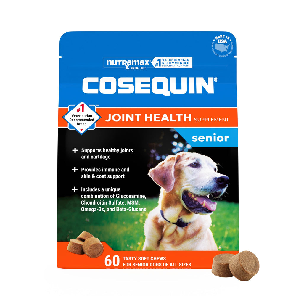 Nutramax Cosequin emballage 60ct montrant l’étiquette et bénéfice articulaire