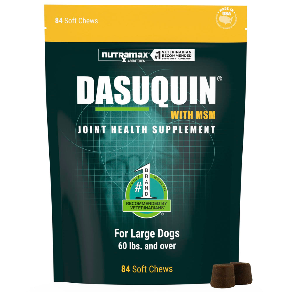 Nutramax Dasuquin emballage avant montrant la boîte et bénéfice soutien articulaire