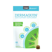 Nutramax Dermaquin emballage avant montrant le produit et usage quotidien