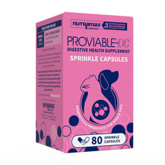 Nutramax Proviable emballage avant montrant la formule pour chiens et chats, sécurité et simplicité