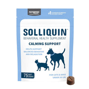 Nutramax Solliquin emballage avant montrant format et dosage, calme simplifié