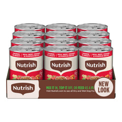 Nutrish boîte 13 oz face montrant emballage et informations produit, pratique pour repas