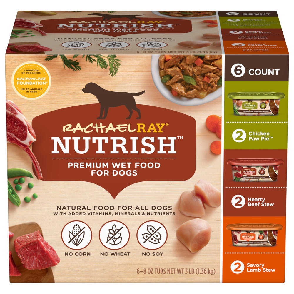 Nutrish pack avant emballage montrant variété et praticité