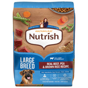 Nutrish sac 13 lb devant montrant la recette bœuf et design attractif