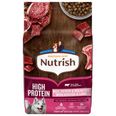 Nutrish sac 23 lb face avant montrant la formule riche en protéines pour énergie