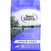 NutriSource emballage avant montrant la formule sans céréales et bénéfice digestion